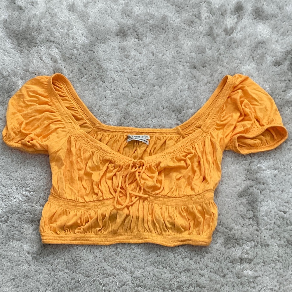 Urban Outfitters Orange Ruched Crop Top